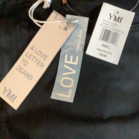 YMI Size 13 Classic Long Black Denim With Front Slit. New With Tags. - Picture 5 of 7
